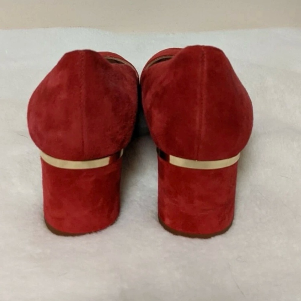 NIB Kate Spade Delores Too Red Block Heels w/ Gold Detailing - Picture 3 of 7